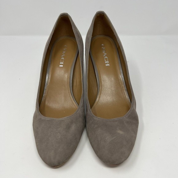 Women's Coach 3" Block Heels Size 9.5 Grey Suede Shoes - Picture 3 of 10